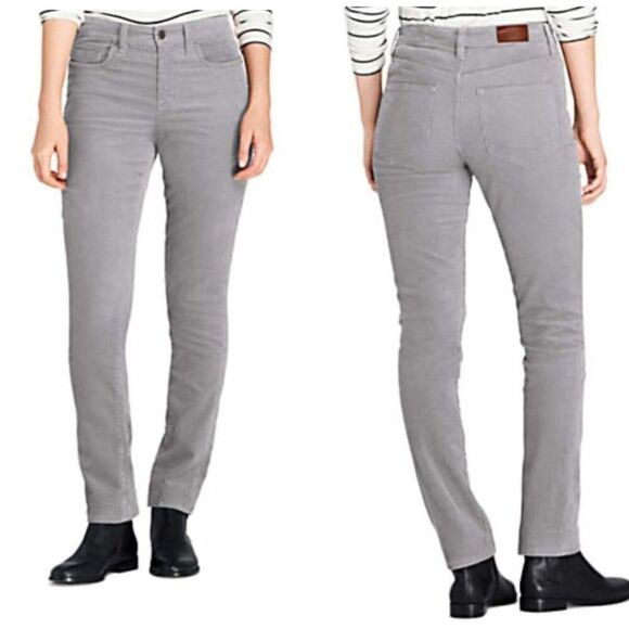 NWOT Lands' End Pants Women 14 Petite Gray Mid-Rise Straight Corduroy Pants - Picture 1 of 8